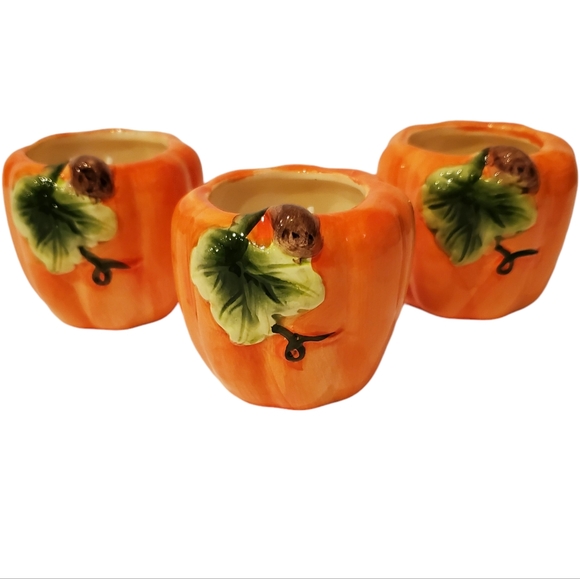 unbranded Other - Pumpkin Candle Holders Fall Table Ceramic Decor Lot of 3